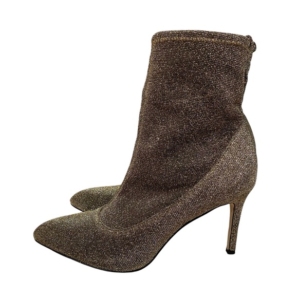 Sam Edelman Womens Side Zip Stiletto Metallic Knit Booties Gold Tone Size 7.5 - Picture 3 of 12